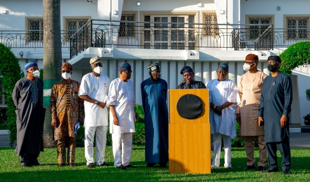officialCPS_Lag's tweet photo. S’WEST APC LEADERS BACK SOUTHERN GOVERNORS’ POSITION ON OPEN GRAZING

…Reject separatist agitations; renew call for federalism, restructuring

…Sanwo-Olu hosts meeting of APC Govs, party leaders https://t.co/sLYiJFKqyt