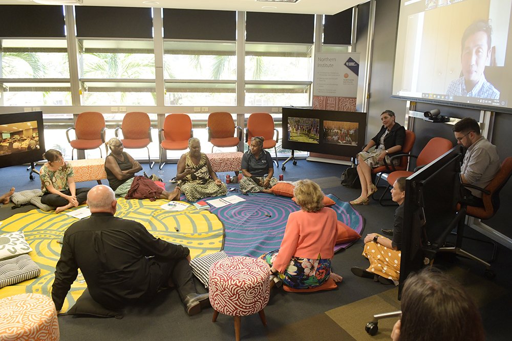 CDUni's tweet image. Earlier this week Charles Darwin University and The Australian National University – Department of Pacific Affairs undertook a Yarning Circle - showcasing research from the elders from East Arnhem Land, Kaurareg and Wagadagam and Ngambri-Ngunnawal nations #YoumakeCDU