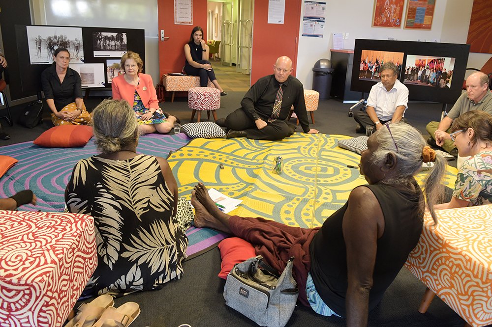 CDUni's tweet image. Earlier this week Charles Darwin University and The Australian National University – Department of Pacific Affairs undertook a Yarning Circle - showcasing research from the elders from East Arnhem Land, Kaurareg and Wagadagam and Ngambri-Ngunnawal nations #YoumakeCDU