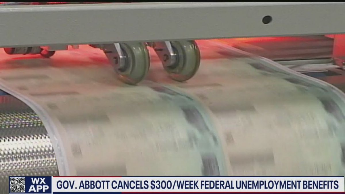 FOX26Houston's tweet photo. Gov. Abbott Cancels $300 per week federal unemployment benefit https://t.co/5Uy2pbRNxW https://t.co/7ToAAuYFtk