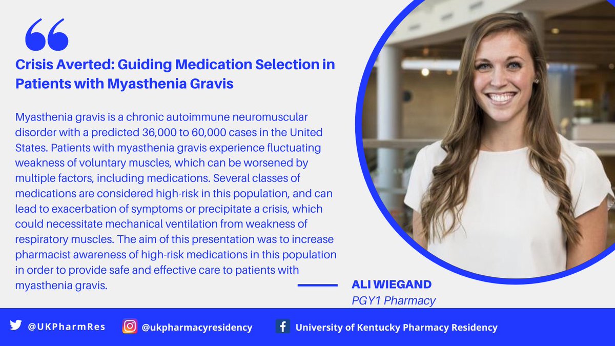 UK Pharmacy Residency (@ukpharmres) on Twitter photo 🧠💪 Current <a href="/UKPharmRes/">UK Pharmacy Residency</a> PGY1 Ali Wiegand recently presented <a href="/UK_COP/">University of Kentucky College of Pharmacy</a> grand rounds on medication considerations in pts with myasthenia gravis #TwitteRx #PharmICU 🧠💪 Current <a href="/UKPharmRes/">UK Pharmacy Residency</a> PGY1 Ali Wiegand recently presented <a href="/UK_COP/">University of Kentucky College of Pharmacy</a> grand rounds on medication considerations in pts with myasthenia gravis #TwitteRx #PharmICU