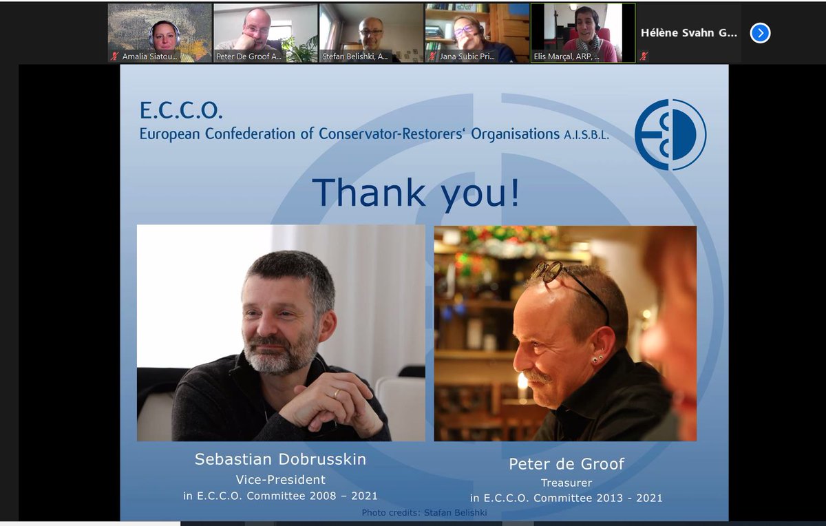 ecco_eu's tweet photo. Yesterday we said Goobye to Sebastian Dobruskin and Peter De Groof, E.C.C.O. committee members for many years. 💫💫💫💫
🙌🙌Thank you so much for your contribution!!!! #EuropeForCulture #ConservatorRestorers https://t.co/TWR9q34uyq