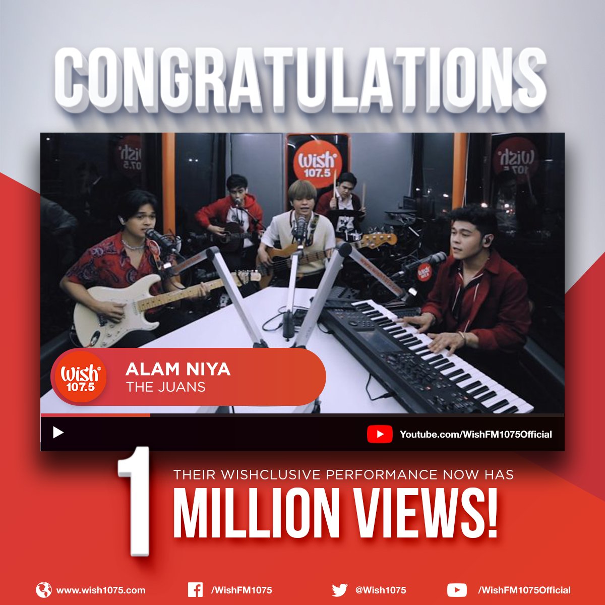 wish1075's tweet photo. .@TheJuans_BAND's heartrending performance of "Alam Niya" now has 1 million YouTube views!

Watch it here: https://t.co/YZTmMdLoc5 https://t.co/qmdmRKrlld