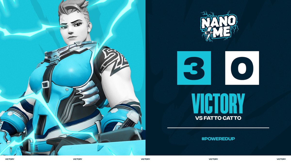 NanoMe_OW's tweet photo. We're #PoweredUpHigh voltage sign!
We take the game 3-0 in a very close series against Fatto Catto! GG!

MVP: Former Coach and now player, @GriffinPoyck ! For his insane off-tank plays on both Zarya and https://t.co/NyhVyIeF4N
Show him some love 💕 https://t.co/dSXG3Ok3rx