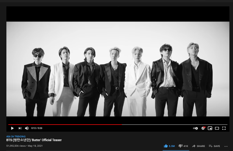 876_BTS's tweet photo. 🧈 • #ButterMVTeaser has now left the TOP 50 TRENDING - Youtube Jamaica after trending for FIVE DAYS STRAIGHT!
It's the longest trending MV teaser for #BTS and their second ever teaser to trend after BWL Teaser 2!
It's peak in the island was at #36! https://t.co/wDUKLsgy6t