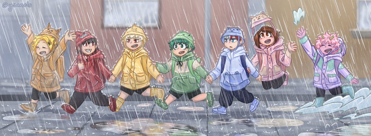 ysanels's tweet photo. In the rain 🌧️ #mha #bnha #mhafanart #art https://t.co/jwWUWIze4u