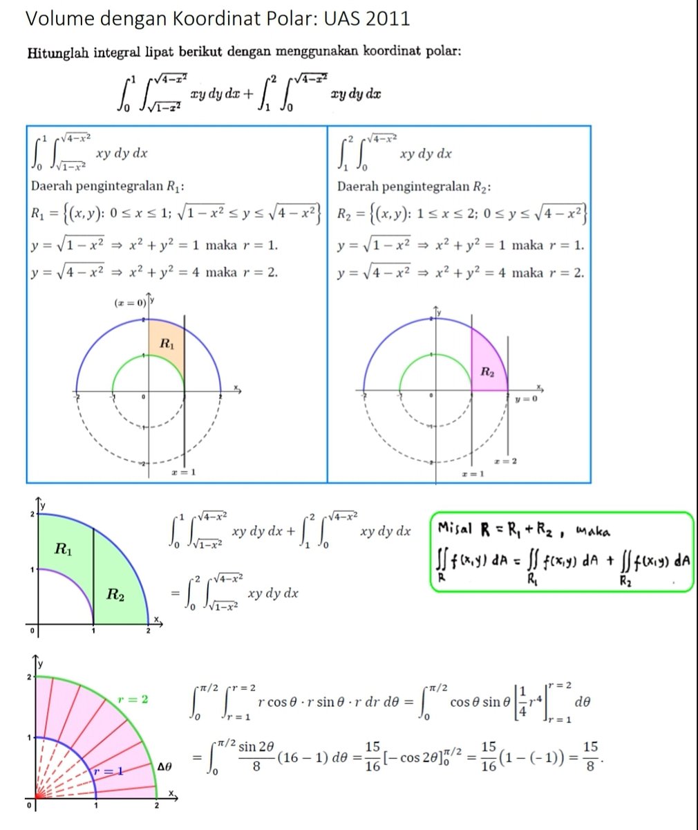 Dipanegara2's tweet photo. 🤔
#tpbitb #kalkulus2 #integrallipat #calculus2 #integral #doubleintegrals #multipleintegrals #polarcoordinates https://t.co/63IPFLm08n