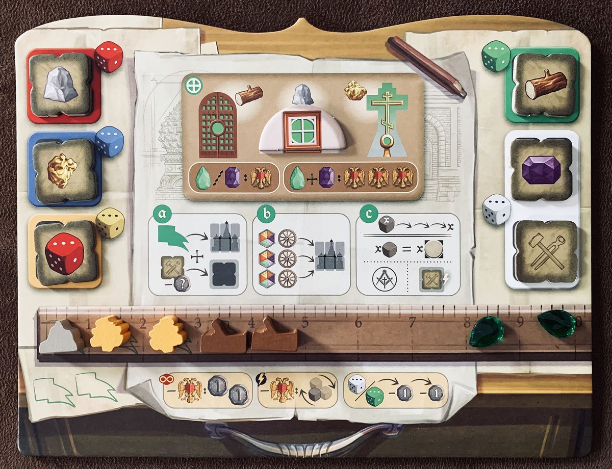 MeepleMaven's tweet photo. #PlayerBoards :: Player aid, resource storage, tokens, and player workshop benefits. #RedCathedral https://t.co/uqwwa3m3tT