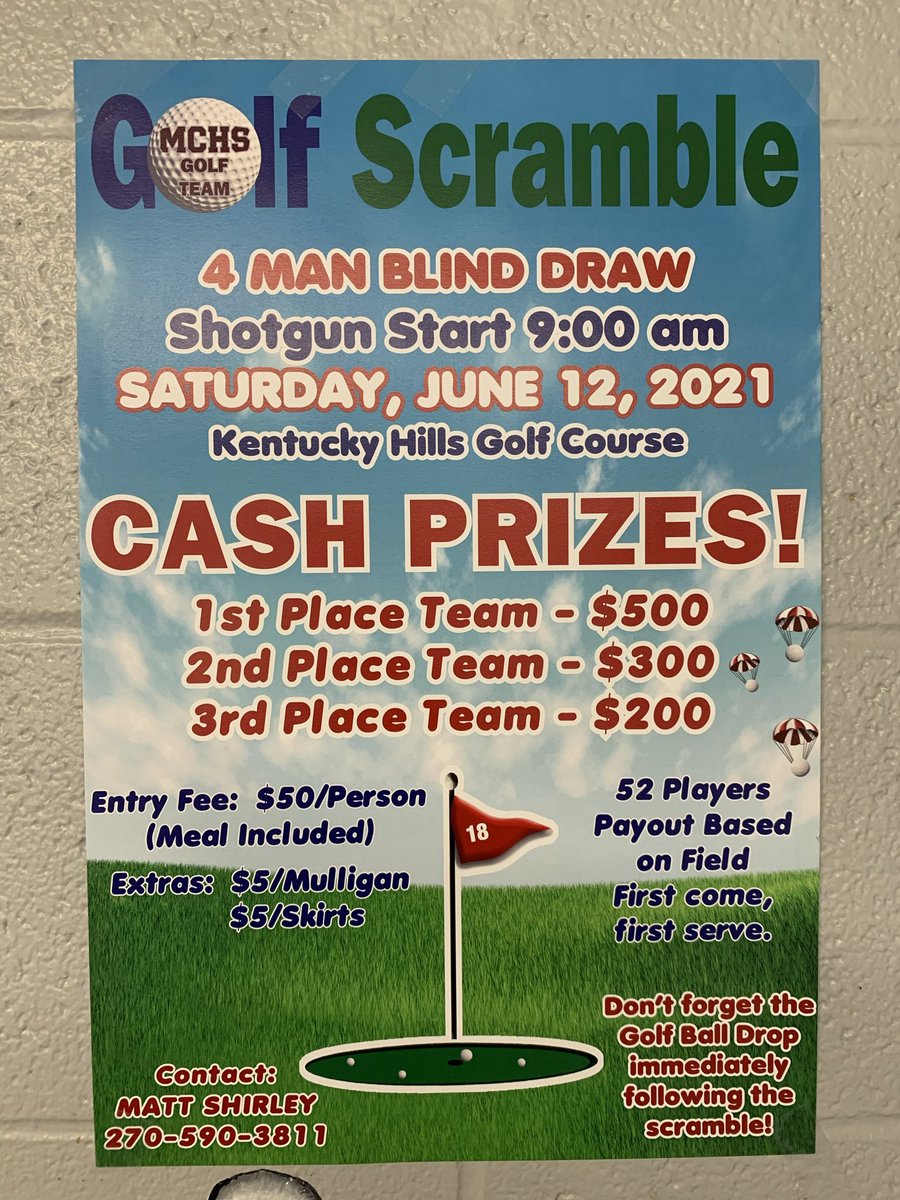 We still have plenty of spots open for the MCHS Golf Team Scramble on June 12th🏌️‍♂️🏌️‍♀️