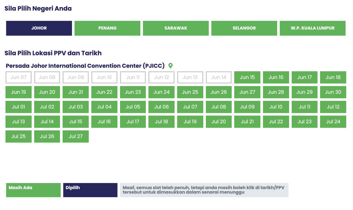 Dear <a href="/JKJAVMY/">Vaksin COVID-19 🇲🇾</a> &amp; <a href="/Khairykj/">Khairy Jamaluddin 🇲🇾🌺</a> , many slots left for AZ, will gov consider opening up more AZ vax centers at diff parts of the states or other states? Perhaps set a deadline for >60 yo registration? if thr r still slots, to allow others to register. Sorry parlimen tutup, ask on twt.