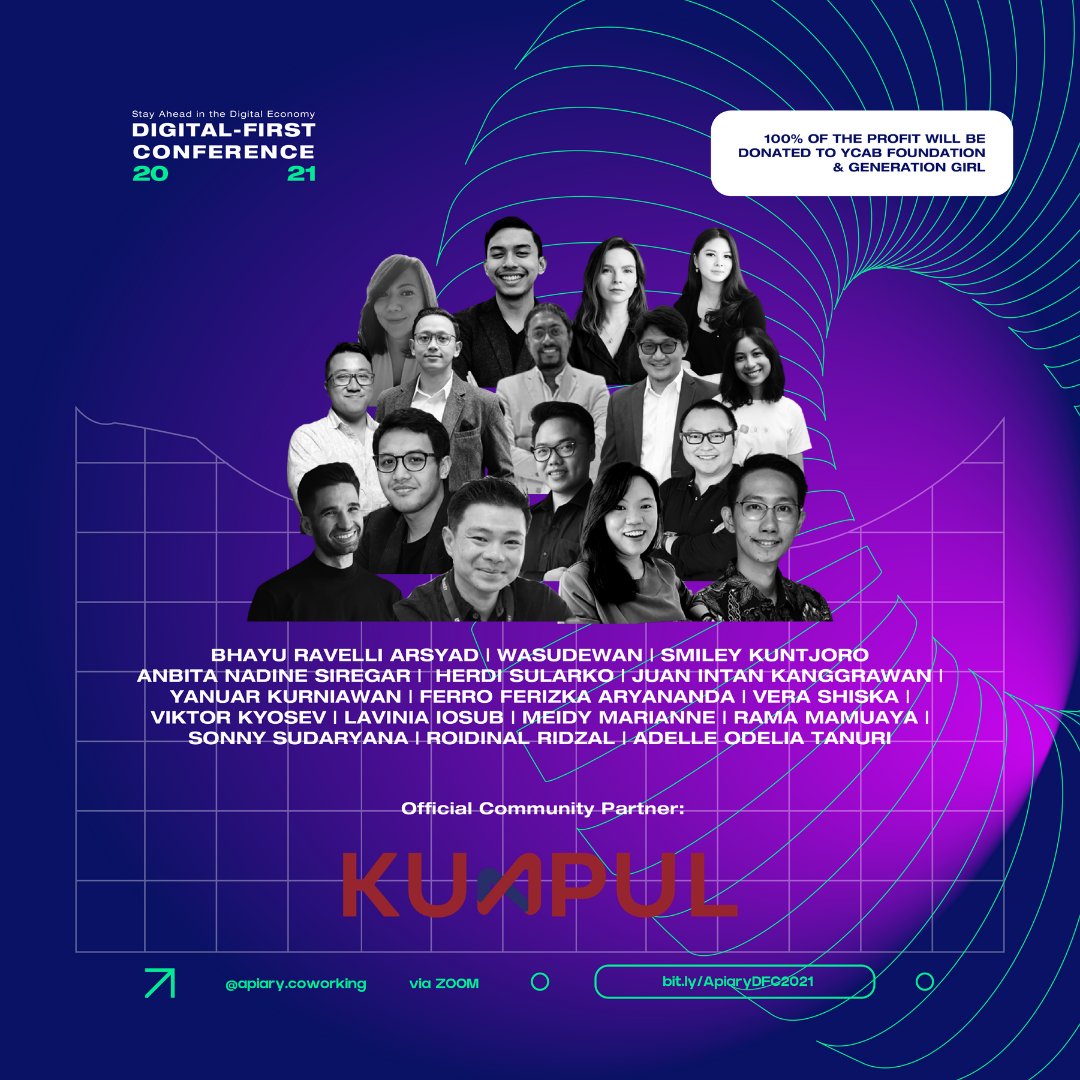 Yuk ikuti Digital First Conference 2021 adalah konferensi virtual 3 hari yang akan ajak kamu gali ide-ide inovatif untuk ubah cari kamu berbisnis secara digital.

Daftarin dirimu di: bit.ly/ApiaryDFC2021
Cek rundown acaranya di: bit.ly/DFrundown
