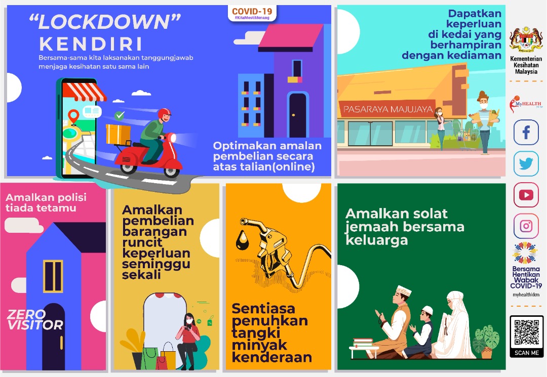 MyHEALTHKKM's tweet photo. Amalkan "Lockdown" Kendiri bagi memutuskan rantaian COVID-19.

#COVID19
#KitaMestiMenang
#sihatmilikku https://t.co/4LsU8WB1kV