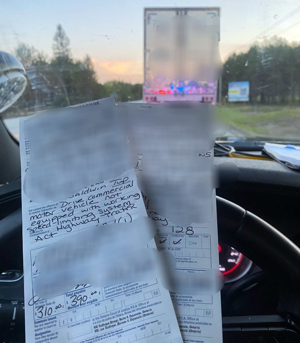 OPP_NER's tweet photo. #ManitoulinOPP stopped a Commercial Motor Vehicle (CMV) on #Hwy17 in Baldwin Twp for speeding - charges included CMV not equipped with speed limiting system &amp; speeding.  Please #SlowDown &amp;  #DriveSafe #CRSW2021 ^8472🚓 https://t.co/m76bc7yuc5