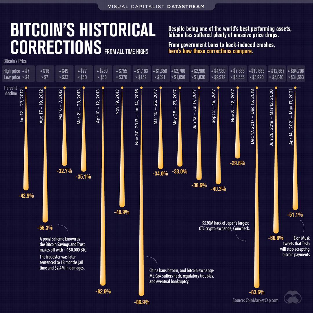 Historique des chutes de bitcoin - Bitcoin krach history