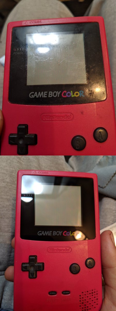 Here's my #gameboy I got in 1998 before and after I cleaned it up a bit.