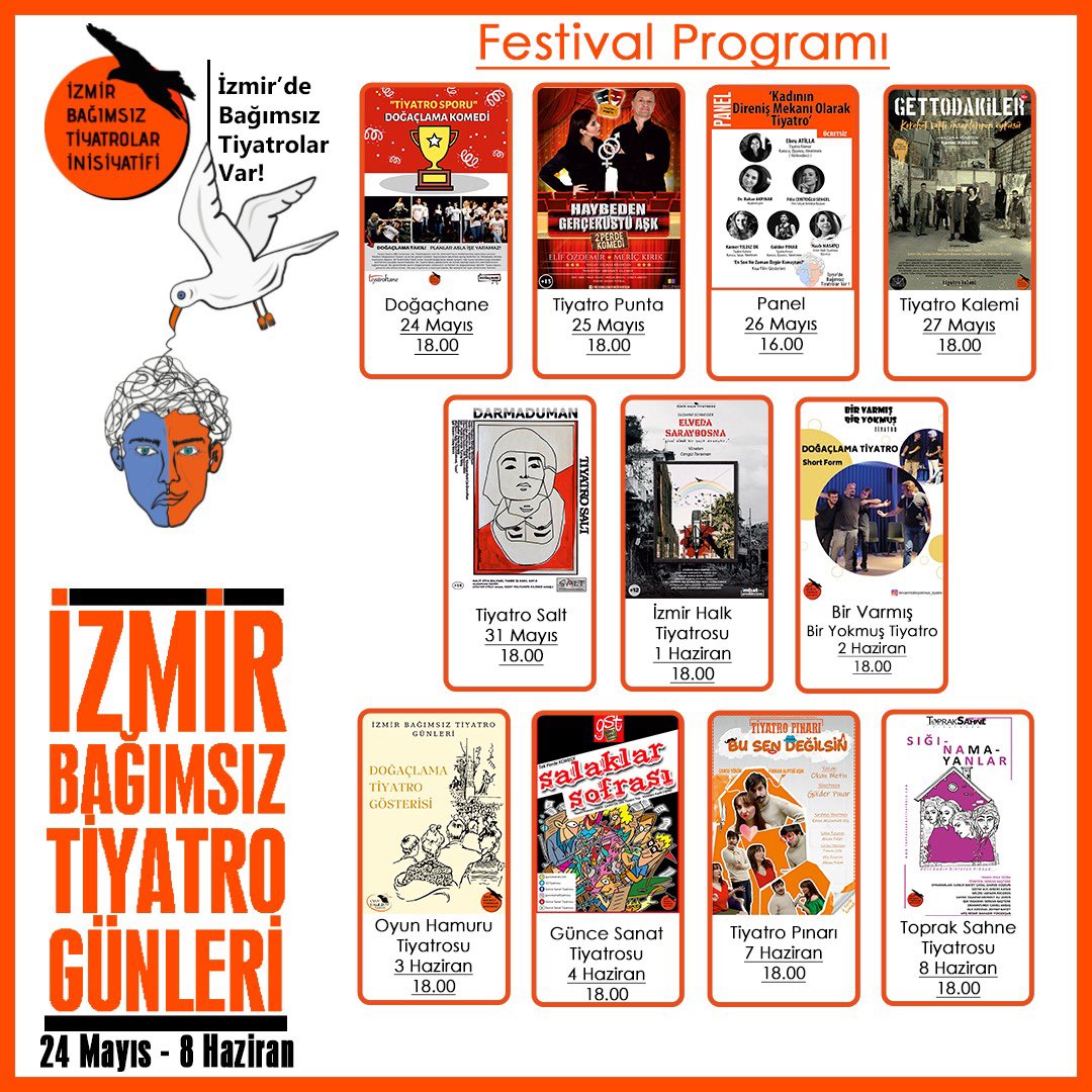 BAĞIMSIZ BİR FESTİVAL:
“İZMİR BAĞIMSIZ TİYATRO GÜNLERİ”  

Biletler; <a href="/biletinial/">Biletinial</a>
Gösterimlere katılamayacak seyircilerimiz,
izmirbti.com web sitemizde yer alan DESTEK OL uygulamasından festivalimize katkıda bulunabilecektir.

#izmirdebağımsıztiyatrolarvar