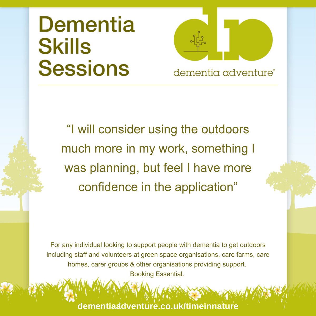 Do you work with people with dementia, or run activities that include people with dementia? If so, sign up for a free Time in Nature taster session.

Find out more: ow.ly/Am8S50EP82i