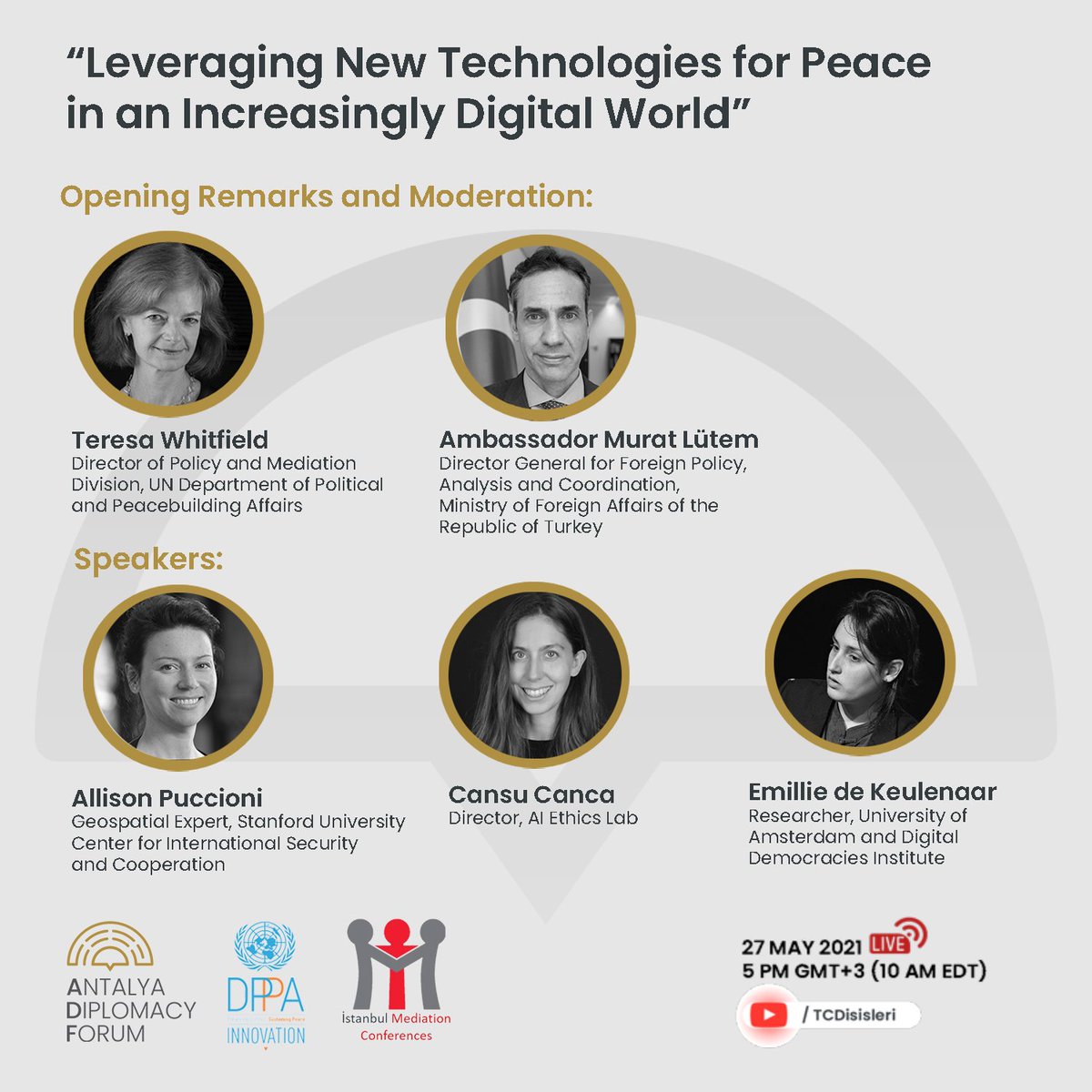 🌐 Does technology enable or hinder peace mediation?
 
Tune in to our #webinar
 📡 @AntalyaDF & youtube.com/TCDisisleri
 
#Mediation4Peace #Tech4Peace
 
 📆May 27
 🕘5 PM GMT+3 (10 AM EDT)
 
with @WhitfieldTeresa @puccioni1 @edekeulenaar @ccansu
@MFATurkey @UNDPPA