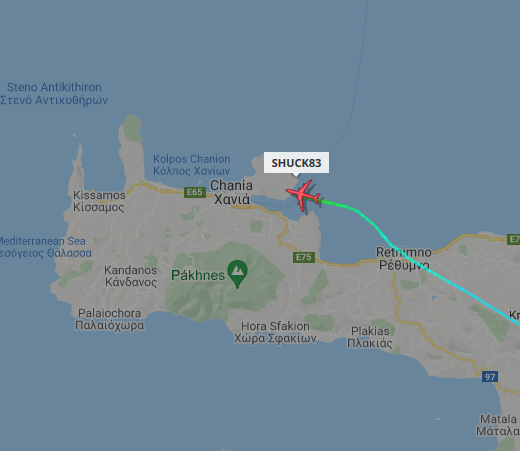 ameliairheart's tweet photo. USAF E-3 Sentry landing at Souda Bay, GR after departing from Al Dhafra AB, UAE at about 03:10 UTC. #ADSB #AE11F2 https://t.co/VIDsmJqBnF