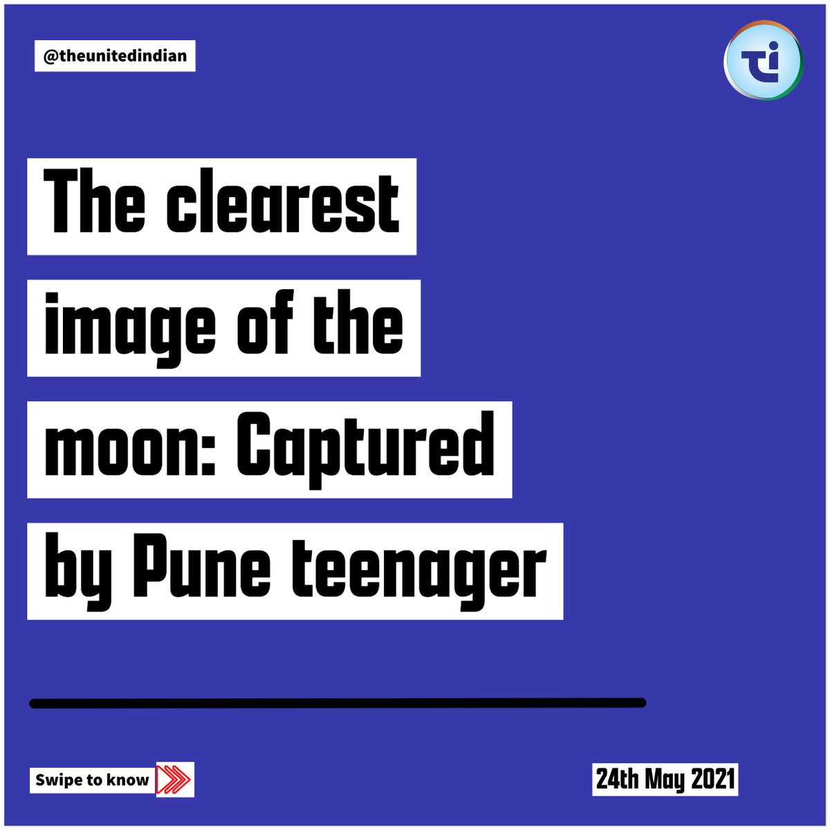 TheUnitedIndia2's tweet image. A 16-year-old boy from Pune gained popularity on social media by capturing one of the clearest pictures of the moon — Instagram/Prathamesh Jaju
.
.
.
Comment down below your thoughts on this.
.
.
.
#moon #Pune #Clearest #image 

@prathameshjaju