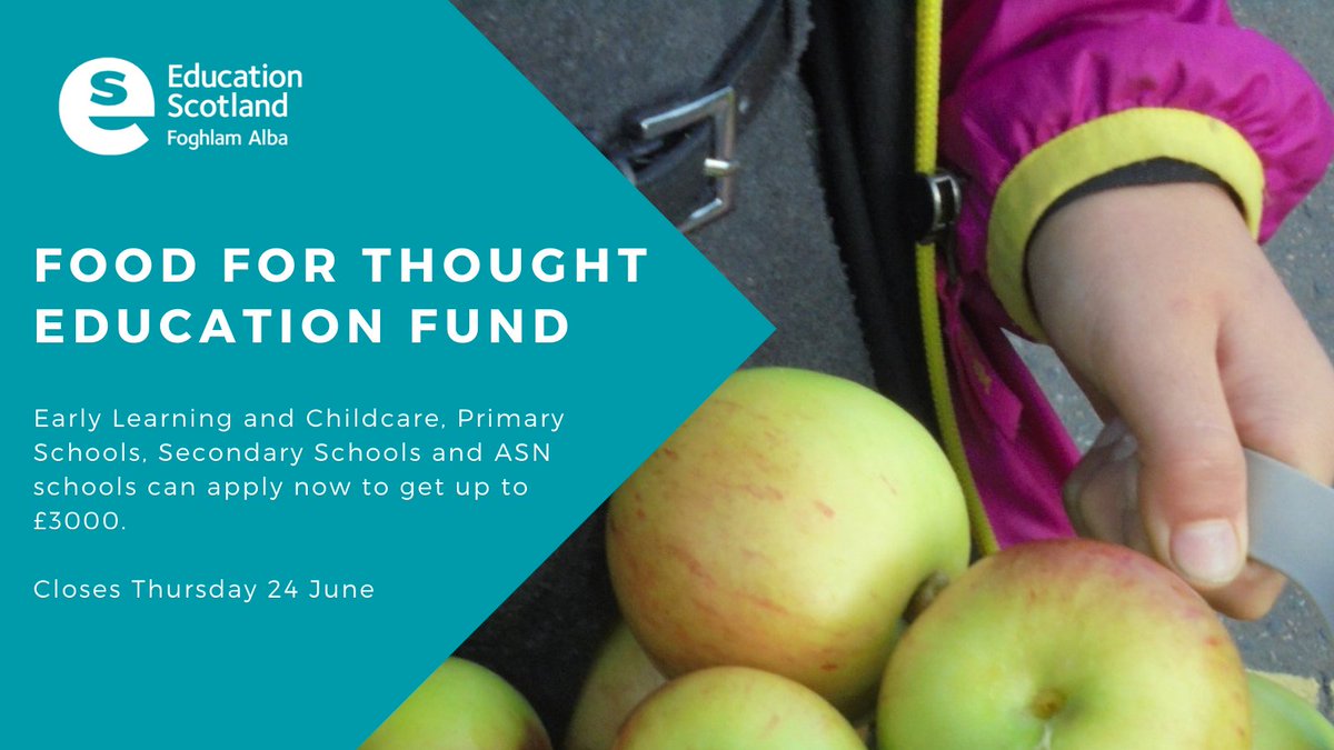 EducationScot's tweet photo. 📢The Food for Thought education fund is now open for bids. Find out how your establishment can get up to £3000  👇
https://t.co/dyjHSXnveQ

#Food4ThoughtFund https://t.co/D798DhFuC7