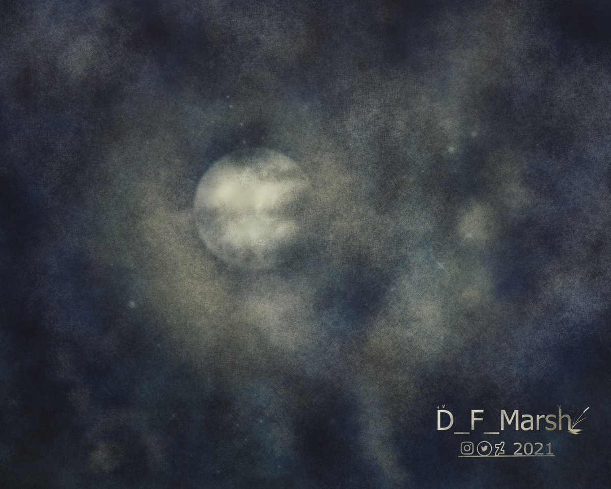 D_F_Marsh's tweet photo. Some moonlight and clouds. I tend to draw eyes and scapes when bored 🤷🏻♀️. Simple but relaxing. #artistsontwitter #CLIPSTUDIOPAINT #csp #digitalart #DigitalArtist #2021digitalart #skyscape #digitalclouds #moonlightillustration #moonlightdrawing #simpleart https://t.co/VzEleXXQFN