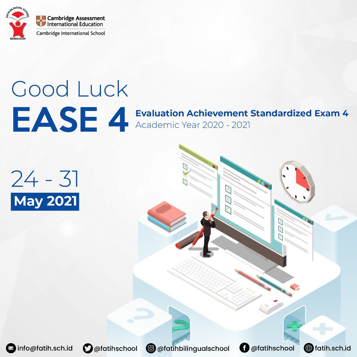 fatihschool's tweet photo. Good Luck
EASE 4 (Evaluation Achievement Standardized Exam 4)

#fatihbilingualschool #FBS #exam #goodluck https://t.co/GOEqNQ7ecw