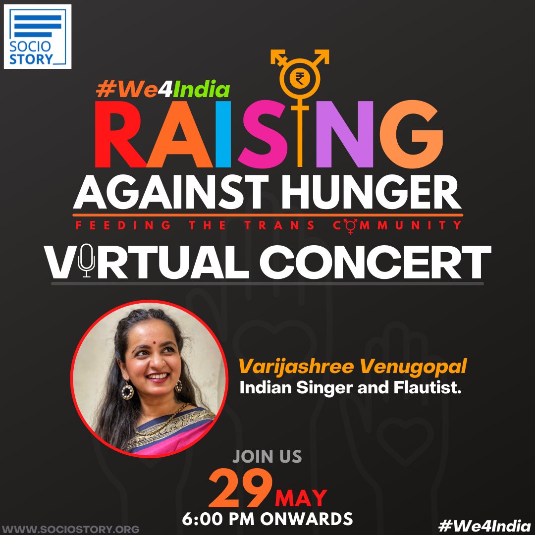 SocioStory's tweet image. Prodigiously talented @Varijashree, an Indian singer and flautist will be on board with us in fundraising virtual concert #We4India to help the transgenders.
Contribute for the cause here- milaap.org/fundraisers/su…
Register for the concert here- forms.gle/zgLJ8DcoDbfndH…