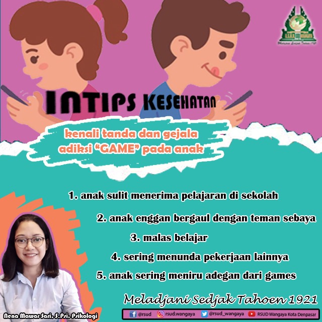 rsud_wangaya's tweet photo. Main game sic boleh2 aja.., malahan uda ada E-sport nya.. Tapi kal ud kecanduan sampai lupa semua2nya..jangan ya nak...😁😉👶, bahaya! Yukk kenali sejak dini adiksi game pada anak 👇🏻

#humasrsudw2021 https://t.co/XcsTmAR6kg