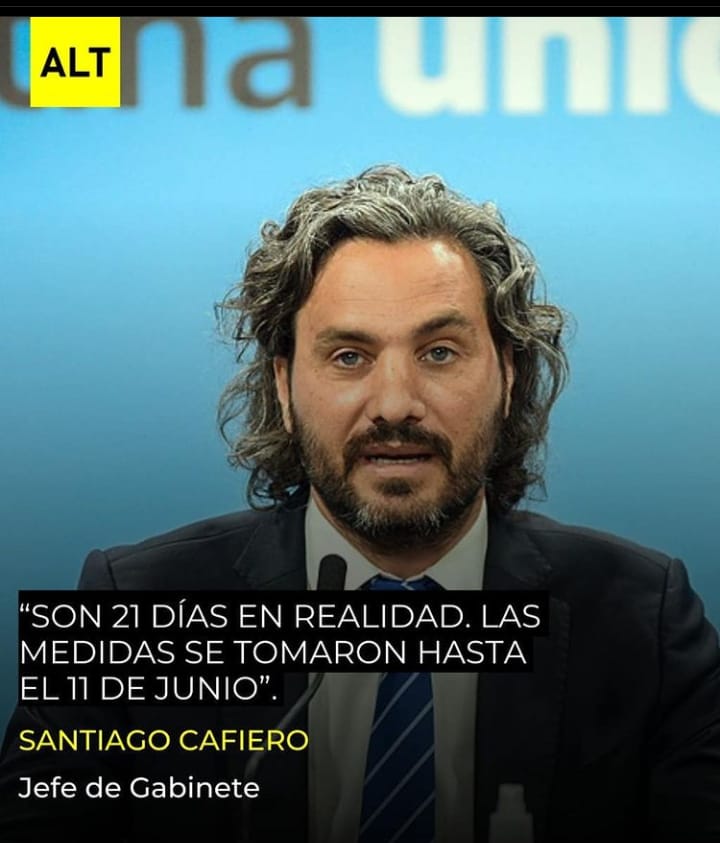 Después de estos 9 días de #CuarentenaEstricta, seguimos hasta el 11 de junio como dice el DNU, también lo dijo Kafiero en el noticiero de América de las 18hs. Esto sigue para largo. #ElPeorGobiernoDeLaHistoria y #ElPeorPresidenteDeLaHistoria ✌