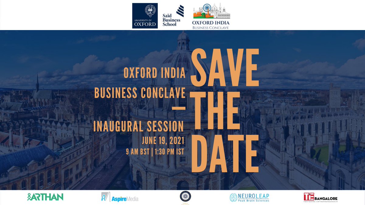 SAVE THE DATE! 

We are excited to announce that <a href="/OxfordSBS/">Saïd Business School</a> is launching the Oxford India Business Conclave, 2021! 

Stay tuned for more updates! 

#mba #startups #india #business #OxfordIndia #SaïdBusinessSchool #OxfordSBS #universityofoxford #businessschool