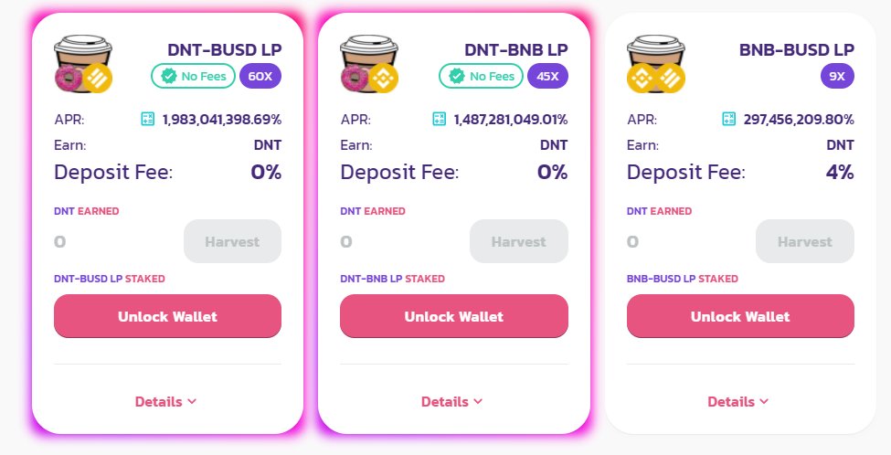 DONUTSWAPP's tweet image. 📣📣
HEAD ON TO OUR WEBSITE TO START FARMING YOUR DONUT WITH THESE AMAZING APRS:

1,983,041,398.69%

WHAT ARE YOU WAITING FOR?! 
donutswapp.com/farms

#BSC #DeFi #YieldFarming #BinanceSmartChain #MOONSHOT #bnbgem #BUSD #Binance #donutswap #MUNCH #GiveawayAlert