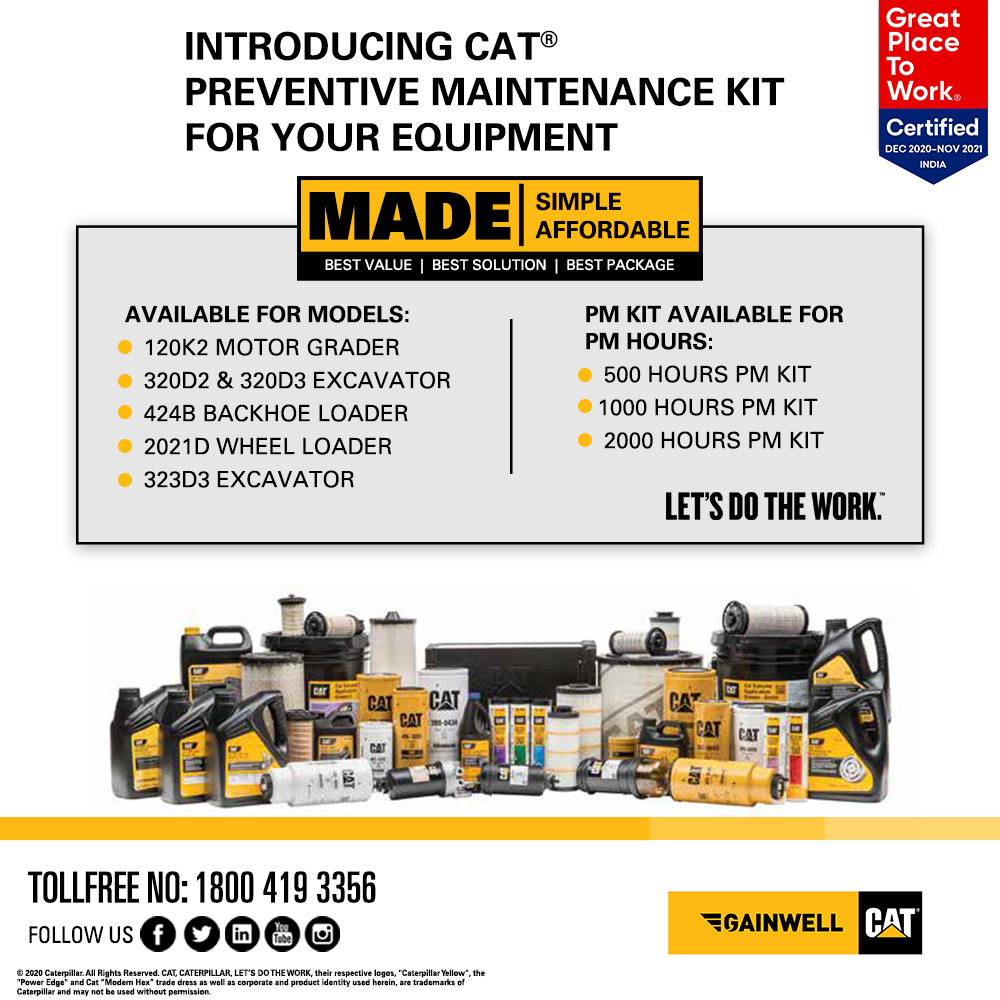 gainwellcat's tweet photo. Introducing CAT Preventive Maintenance kit for your equipment!
Visit https://t.co/t9isgnIEva or call us on our toll free no. 18004193356 to know more.
#Letsdothework #PMKit #CATEquipment #Gainwell #PreventiveMaintenanceKit https://t.co/lp6dDiovr3