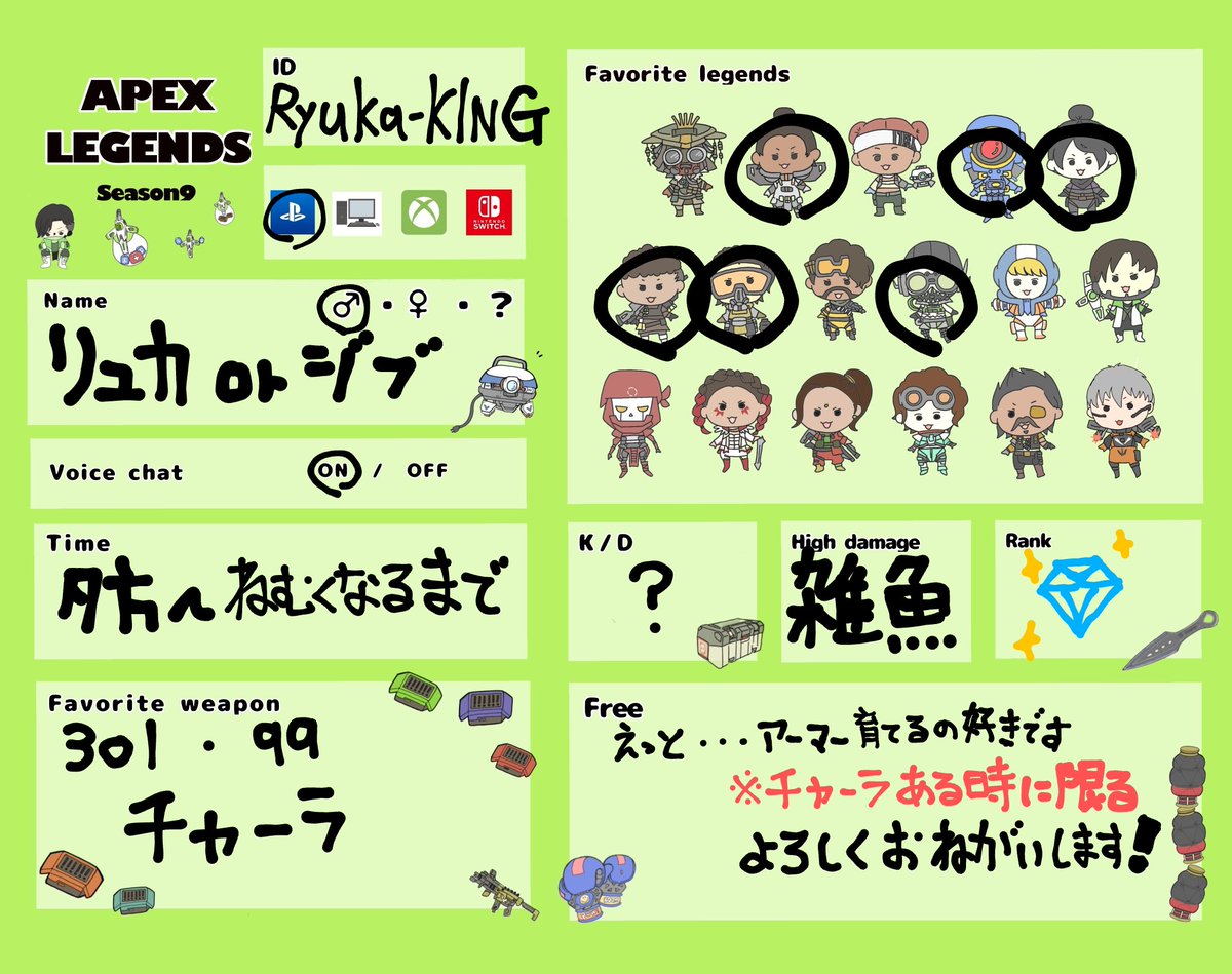 zibuKING's tweet photo. APEXテンプレ貼り直し！
よォブラザー下手くそだがアーマー育てるのすきなんだぜ！仕事終わり次第夕方APEX活してるからよ！！男女問わず！お誘いお待ちしてるぜ！ガッハハ #APEXFriends
#Apex自己紹介カード #APEXフレンド募集 #いいね���た人フォローするAPEX関連 #APEX女子 #APEX男子 #Apex募集 https://t.co/Q85wtdalD3