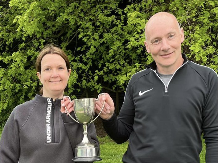 DedhamTennis's tweet photo. The Henry Green Tournament was held yesterday, it was fantastic to see so many people attend. Congratulations to the finalists Shane and Angela and winners Gemma and Adrian. Many thanks to David Green for presenting the trophy again. https://t.co/g1nk1IXI6u