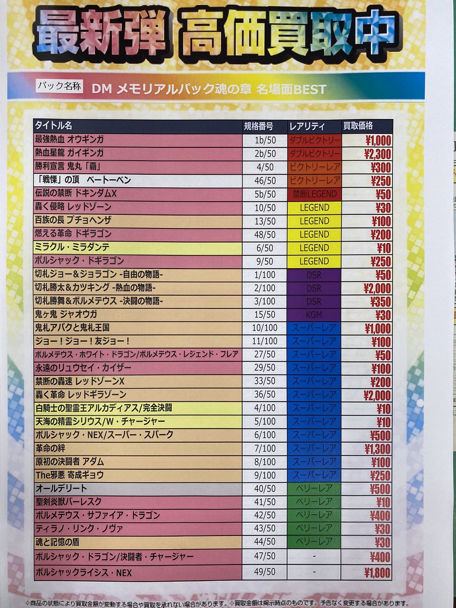 Tsutaya 湘南台店 Auf Twitter トレカ新弾買取情報 5月22日発売 デュエルマスターズ メモリアルパック 魂の章 名場面best 14 15時点での価格です 高価買取中 最新版 在庫状況 市場価値により買取価格は変動しますのでご了承下さい Tsutaya 湘南台
