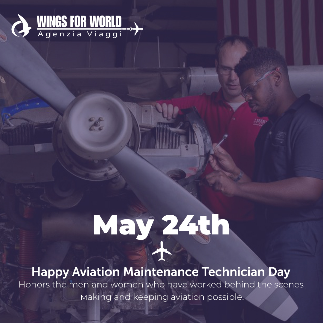 wingsforworld's tweet photo. On May 24th, Aviation Maintenance Technician Day honors the men and women who have worked behind the scenes making and keeping aviation possible 
#flywithwings #wingsforworldvr #travelagent #aviationmaintenancetechnicianday #aviation #agenziaviaggi #aircrafttechnician #verona https://t.co/flkMrVZWJO