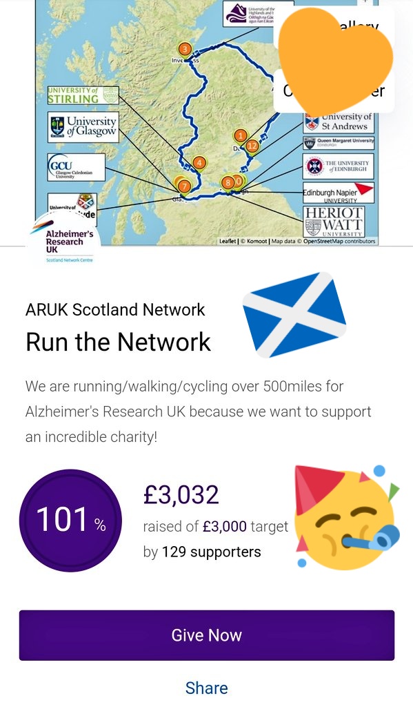 JosieNeuro's tweet photo. πππ₯³ WE DID IT!!!π₯³ππ
πΒ£3,032 raised for @ARUKscientist π
π΄σ §σ ’σ ³σ £σ ΄σ ΏThank you to all those that took part in #RunTheNetwork, for all the kind donations & to @mike_jd_daniels @FHMcLean @StacyAlzUKScot for co-organising π΄σ §σ ’σ ³σ £σ ΄σ Ώ
@UofGlasgow @uniofedinburgh @dundeeuni https://t.co/WDiuZxS53c