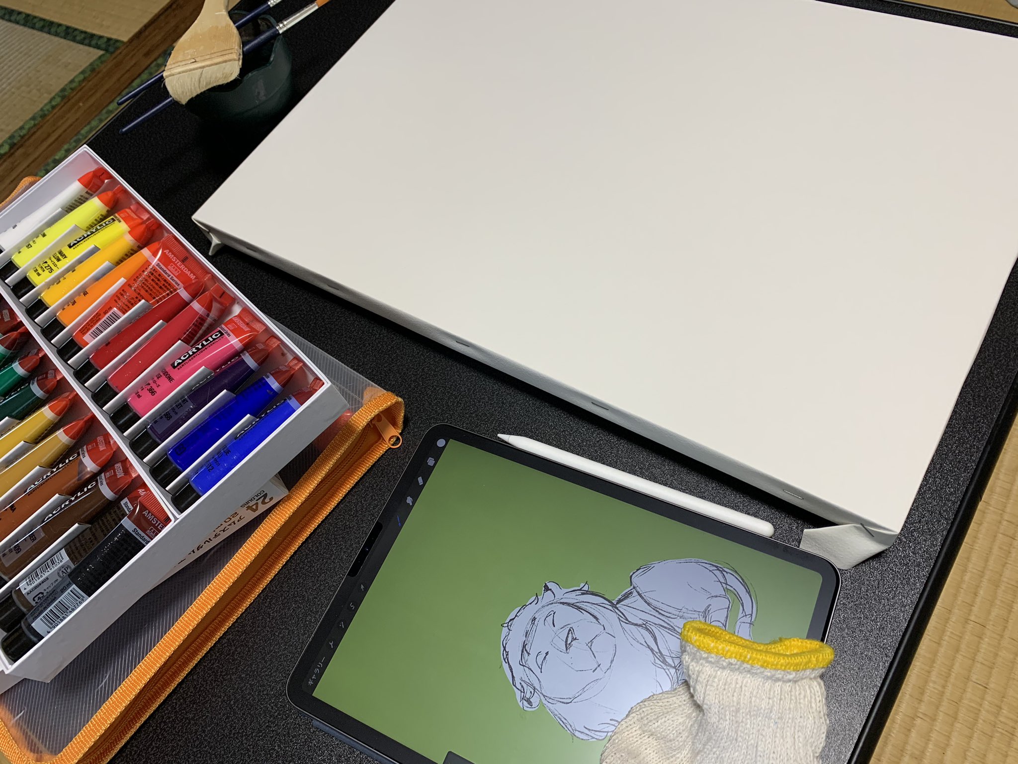 Murao Chikano 絵の依頼があり 久々の水張り 久々すぎて失敗したかと思ったけどうまくいった よかった 描くぞーーーーー 絵 イラスト 水張り 木製パネル Art Illustration イラスト依頼 イラスト好きな人と繋がりたい T Co