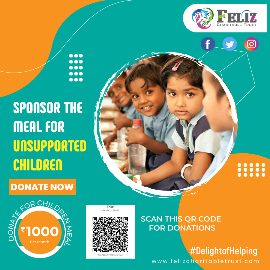 FelizTrust's tweet photo. Help the children studying through our charity for one day meal. Your small contribution will make them happier🙂
For donation kindly use the QR code mentioned in the post👇
#bethechange #SocialAwareness #felizcharitabletrust #donation #charity #donate #help #support #community https://t.co/1ELjL50x19