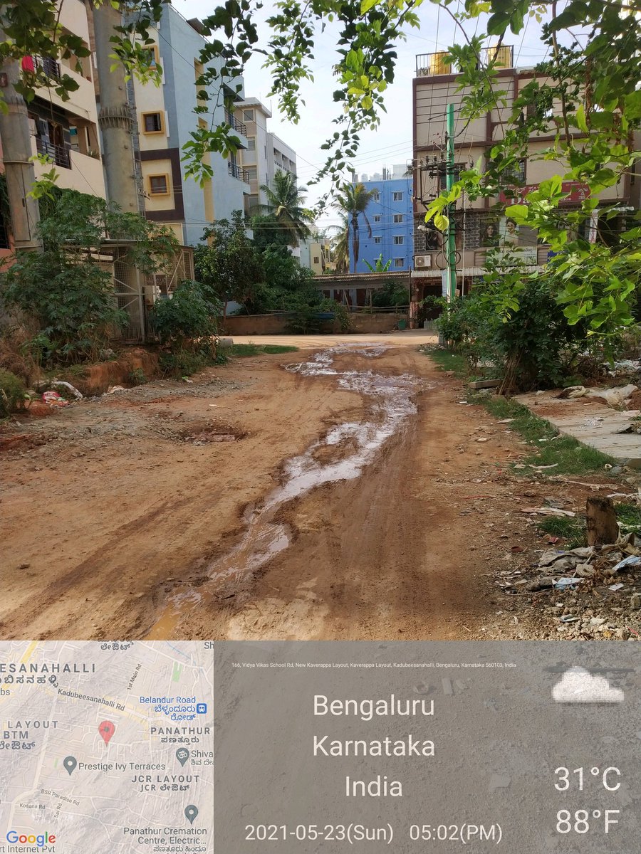 P1Pawan's tweet photo. Condition of road near SLS signature aprmt in Kavereppa. 2 mnths back road work was done in Kavereppa layout but this 150m section was left. Can u plz expedite work as rains have started? @ArvindLBJP @BBMPCOMM @Clementcjayakum @MtfRoads @PCMohanMP https://t.co/gHOIZC9mc8