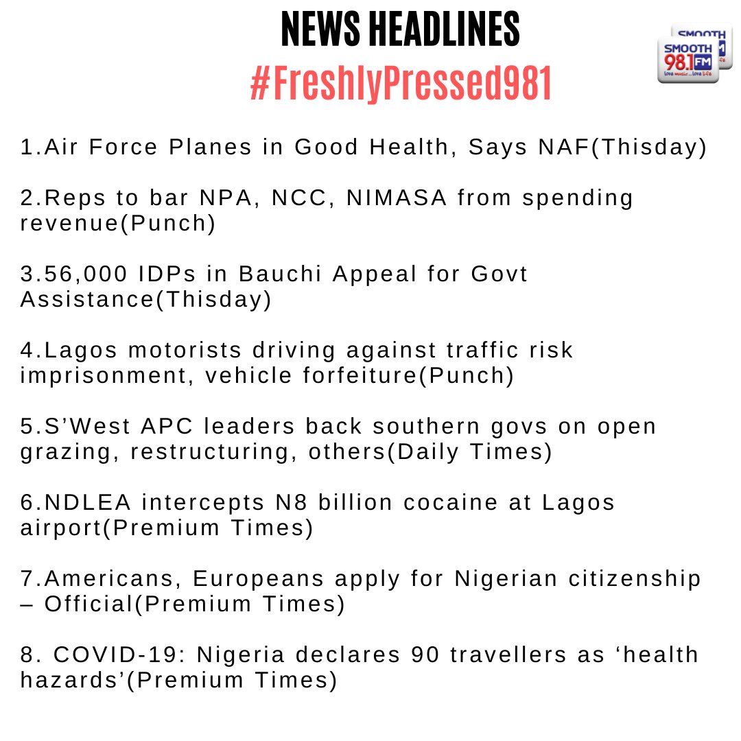 Thank you for joining #Breakfast981
Here are our top stories!

Join <a href="/ayomairoese/">Ayo Mairo-Ese</a> for analysis of these news stories on #Freshlypressed981 from 7:30am-8:00am.

We will be joined by guest analysts <a href="/Chxta/">Chxta</a> and @dmrcee for in-depth analysis.