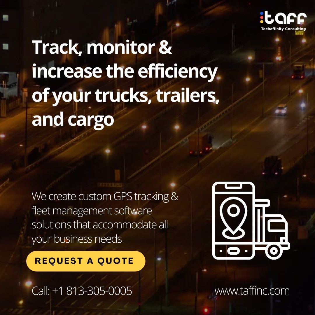 TAFF_Inc's tweet photo. GPS tracking solutions help to increase the efficiency of your trucks and cargo.
Contact us today for customized GPS tracking solutions.
Call us at +1 813-305-0005
https://t.co/9VMsAGOQMi
#gpstracking #technology #trucking #gpstrackingsystem #trackingsolution #IOT #software https://t.co/9QDVUykzcY