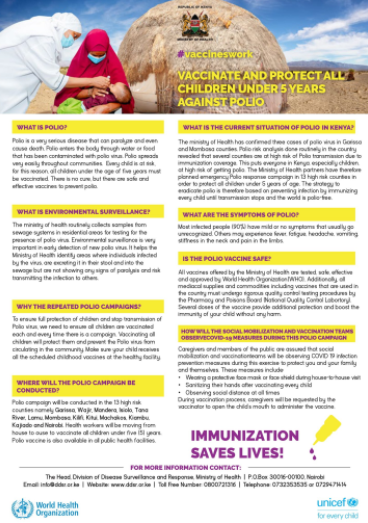 Ensure you vaccinate and protect all Children under 5 years Against Polio. via @NvipKenya 
@UNICEFKenya
@MOH_Kenya
@WHOKenya
#Vaccinatetoprotect
#vaccinessaveslives