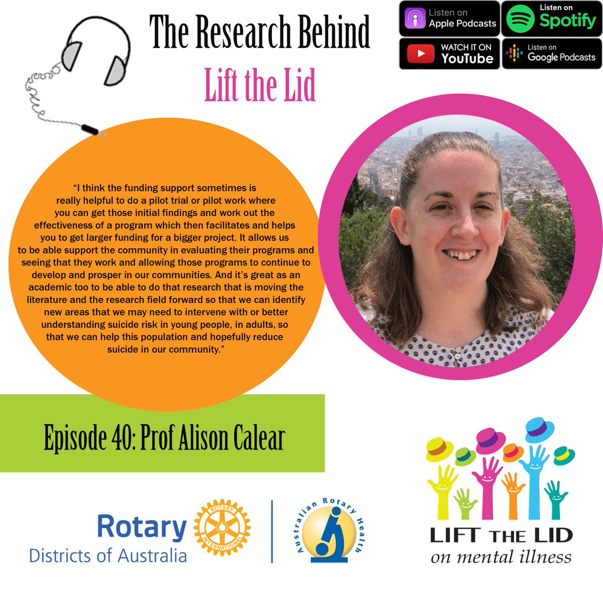 Australian Rotary Health (@ausrotaryhealth) on Twitter photo Our latest #podcast episode with Prof Alison Calear <a href="/ACalear/">Alison Calear</a> talks about the evaluation of a #helpseeking program for #youngmen called 'Silence is Deadly'.
Watch now: youtube.com/watch?v=806_hf…
Also available to listen on Spotify, Apple Podcasts & Google Podcasts.
#mentalhealth Our latest #podcast episode with Prof Alison Calear <a href="/ACalear/">Alison Calear</a> talks about the evaluation of a #helpseeking program for #youngmen called 'Silence is Deadly'.
Watch now: youtube.com/watch?v=806_hf…
Also available to listen on Spotify, Apple Podcasts & Google Podcasts.
#mentalhealth