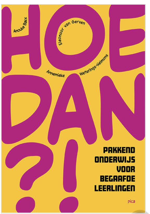 Het onderwijs aan begaafde leerlingen valt of staat met goede leraren. @EleonoorvanGerv, Annemieke Weterings en ik schreven een boek voor schoolleiders omdat zij een belangrijke rol spelen als het gaat om visie op (begaafdheids)onderwijs in hun school. Uitgeverij Pica.