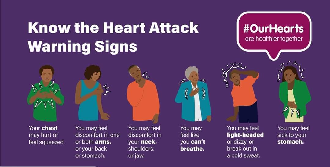 SMF_Uganda's tweet photo. Recognizing the signs of a heart attack can save a life.  https://t.co/RpEmpQQgoz https://t.co/PdLE9U1FI8