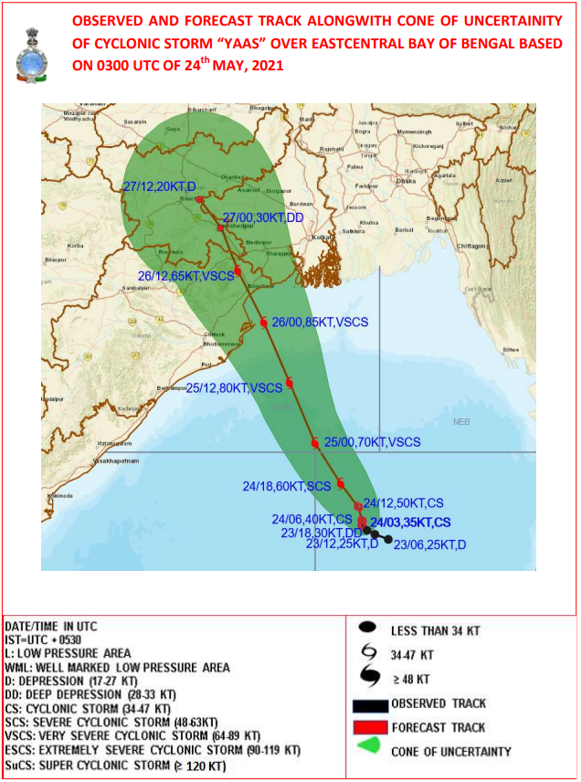 sharadcha1's tweet photo. #CycloneYaasUPDATE- Tidal waves of height 2-4m are likely to #inundate low lying coastal areas of #Jhargram, #south24Parganas, #Medinipur, #Balasore, #Bhadrak, #Kendrapara &amp; #Jagatsighpur Dists at the time of #landfall (wind speed 155-165kmph gusting to 185kmph). @CWCOfficial_FF https://t.co/nf2pWCX13C