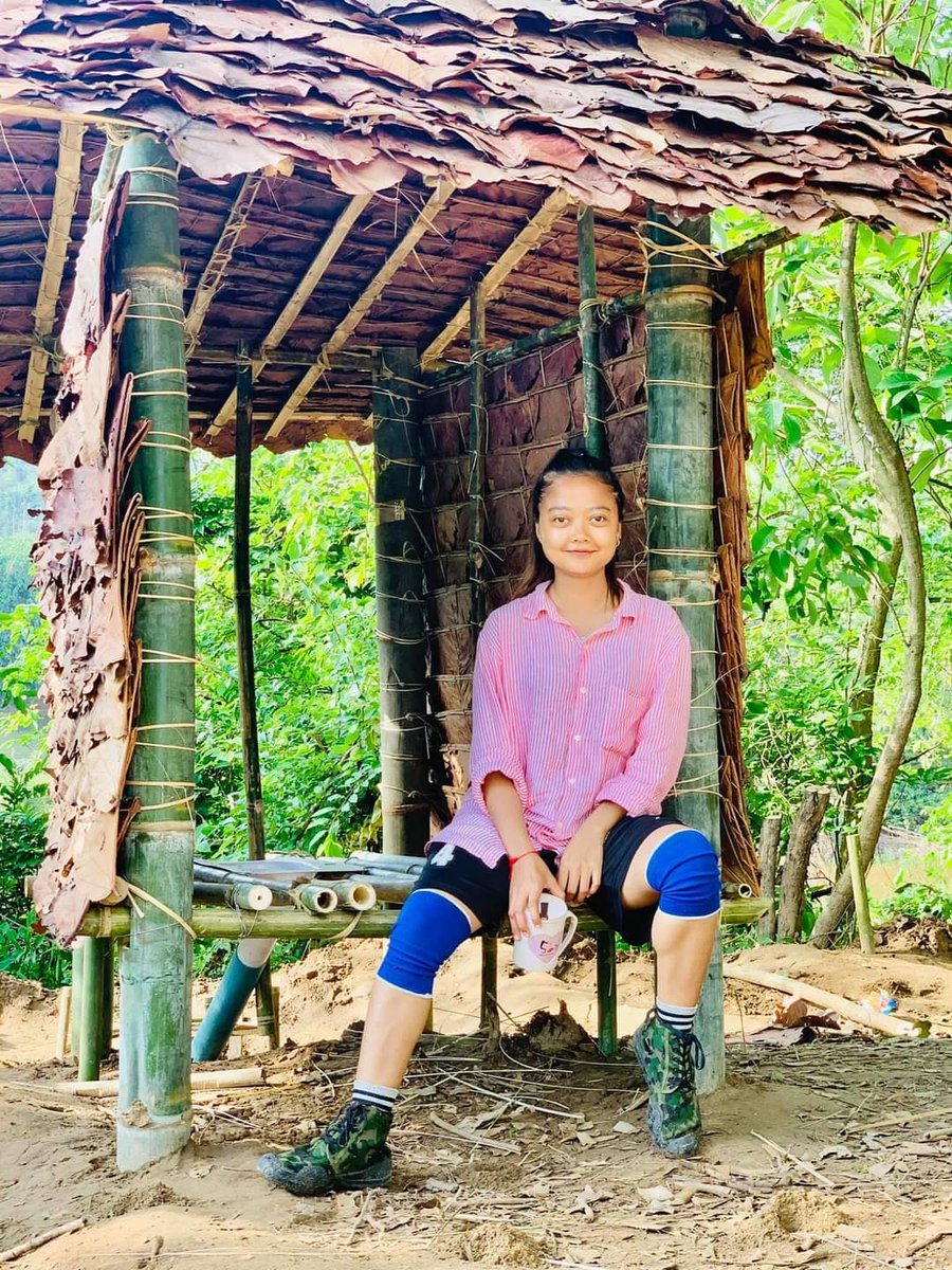 Touched post I've read in FB. 💔
Such a strong and courageous spirit girl! She even built the toilet herself. A girl who always uses skin care and used to stay at a hotel when the school trip, is now mature, strong and courageous where she is. 
#WhatsHappeningInMyanmar