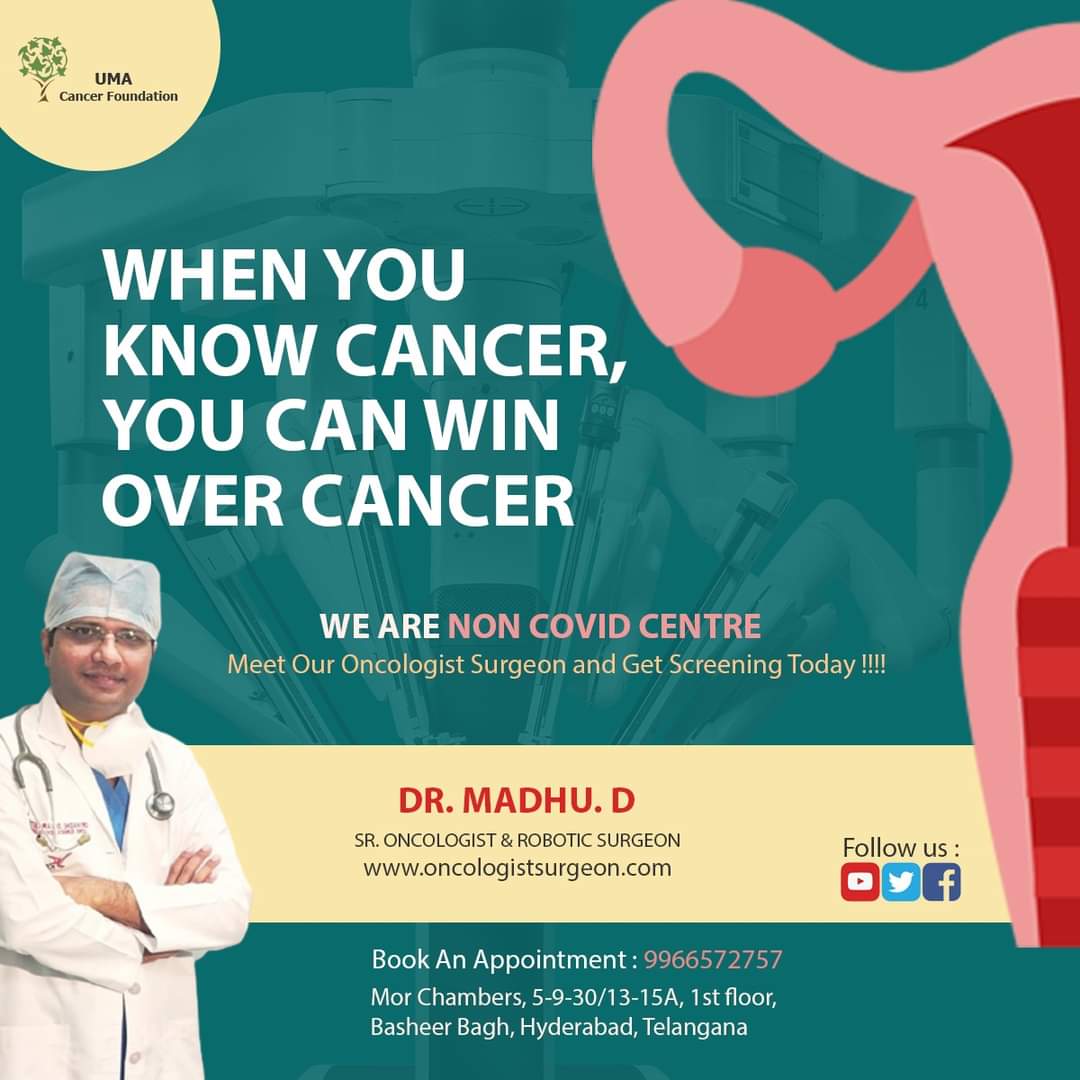 FoundationUma's tweet photo. When You Know Cancer, You Can Win Over Cancer.  Dont  worry  about  visiting CANCER CENTRE
WE ARE NON COVID CANCER CENTRE In Hyderabad. To Book An Appointment With #Dr_Madhu_Devarasetty Please Call Us At  9966572757
#cervicalcancer #SurgicalOncology #oncologist #Cancer #mammogram https://t.co/10dNHW1WA9